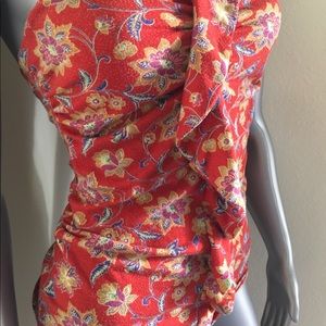 Cute red floral tube top